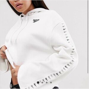 Reebok Classic Taped Bell Sleeve Crop Hoodie Size 2XS